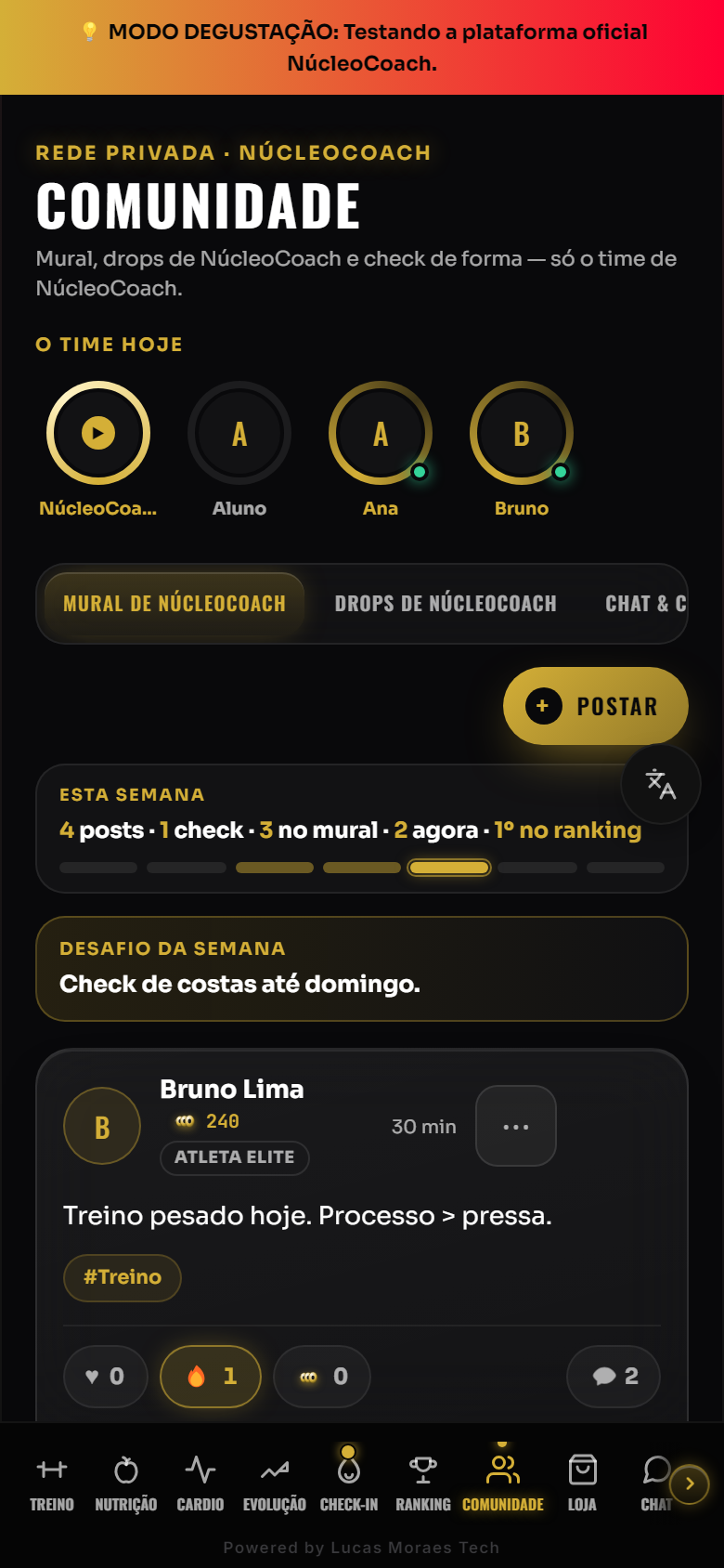 Comunidade no app da consultoria