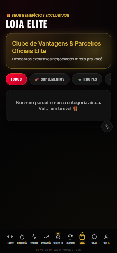 Tela real da aba Loja