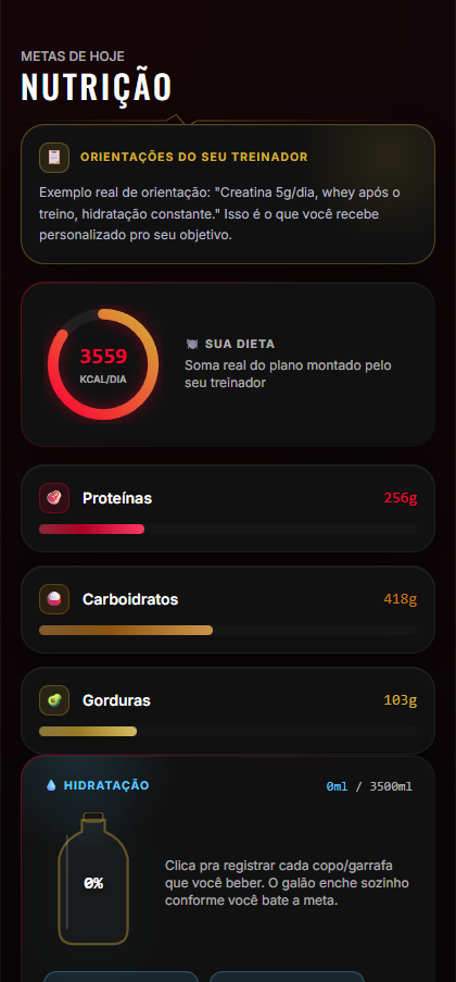 Tela real da aba Nutrição