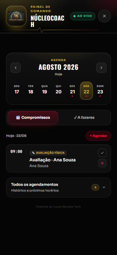Tela real da agenda no painel