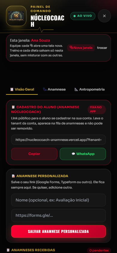 Tela real de avaliações no painel